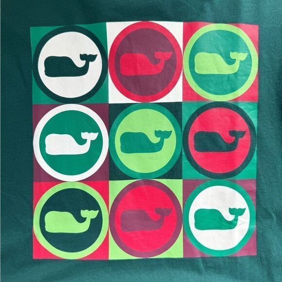 NWT Vineyard Vines Charleston Green Long Sleeve Blocked Whale Dot Grid Kids XL - Picture 3 of 10